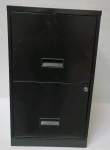 2 Drawer Black Metal Filing Cabinet L=18" W=14" H=24 3/4"