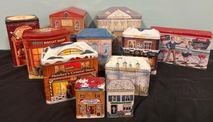 Vintage Collectable Tin Cans Including Tootsie Roll CocaCola And Hershey