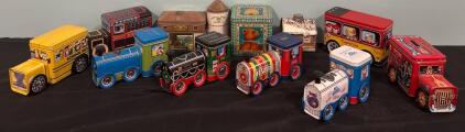Vintage Collectible Tin Cans Including John Deere Lifesavers And Hershey Chocolate