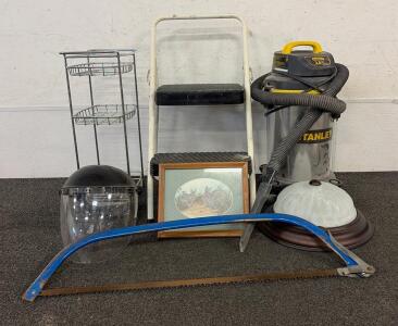 Sprinkle Of Everything!! Including (1) Cisco 2 Step Ladder,(1) Stanley SL18129 4-Gallon Wet/Dry Vacuum, (1) <br/>Curved Handle Bow Saw, And So Much More!!
