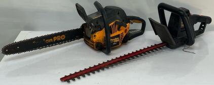 Poulan Pro 18&rdquo; 42cc Gas Chainsaw & Craftsman 22&rdquo; Hedge Trimmer