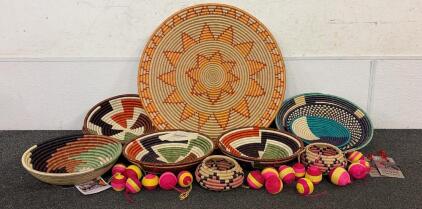 Rwandan Handmade Multicolored Baskets, Full Circle Exchange, Certificate #57047