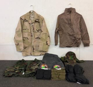 Military Clothing and Gear Set with Woodland & Desert Camo, Various Sizes