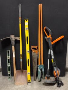 Blue Collar Bundle Including (1) Post Hole Digger, (1) Pic Axe, (2) Levelers, And So Much More!!