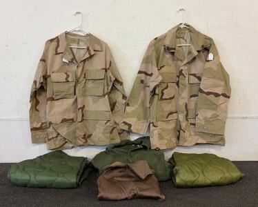 Military Apparel Set with Camouflage Jacket, Quilted Trousers & More