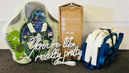 Collapsible Travel Baby Bathtub, Chest Baby Float, and Neon Light Up Sign