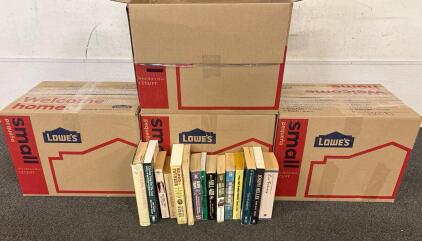 (4 Boxes) Collection of Fiction, Non-fiction, Historical, Western, Military Books