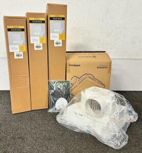 (1) VivoSun Bathroom Exhaust Fan With LED Light and (3) Cordless Roller Blinds