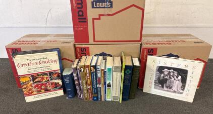 (4 Boxes) Assorted Book Collection Featuring Joel Osteen and Creative Cooking