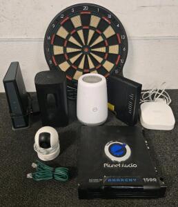 Various Internet Modems, Electric Dart Board, Car Audio Amplifier, Security Camera & More