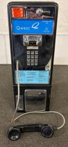 (1) Qwest 3-Slot Payphone, Coin-Operated, Black and Chrome, Wall-Mounted (Unable to test)