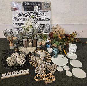 Home Decor Bundle: Mirrors, Wicker Baskets, Faux Plants,Photo Frames, Candles & More