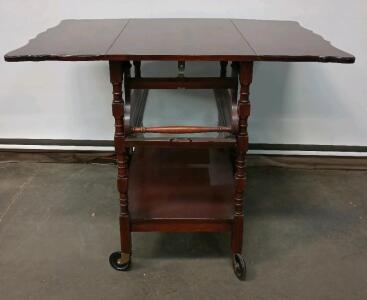 Mahogany Drop-Leaf Tea Or Serving Cart