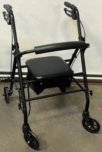 Equate Rollator Walker, 4-Wheel, Hand Brakes, Black, Foldable