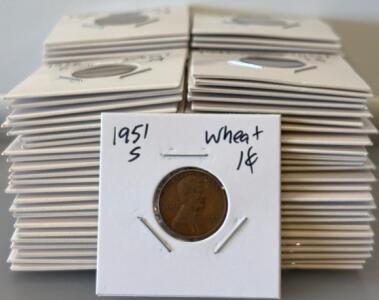 (100) Wheat One Cent Pennies 40&rsquo;s-50&rsquo;s