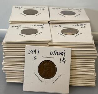 (100) Wheat One Cent Pennies 40&rsquo;s-50&rsquo;s