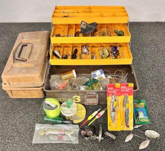 Old Pal Woodstream Super 3 Fishing Tackle Box Set, Yellow/Brown, Multiple Fishing Accessories, Mini Tripod, Flambeau Bag, and More
