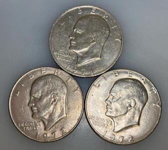 (3) Eisenhower One Dollar Coins