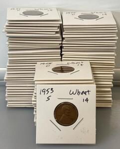 (100) Wheat One Cent Pennies 40&rsquo;s-50&rsquo;s