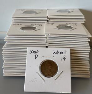 (100) Wheat One Cent Pennies 40&rsquo;s-50&rsquo;s