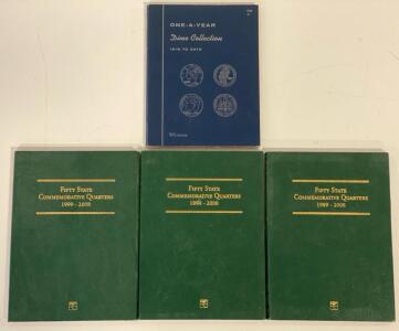 (3) 50 State Commemorative Quarter Books, And (1) Dime Collection Book