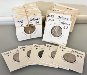 (50) Jefferson Nickels Collection Various Years, P & D Mint Marks, U.S. Mint Coins