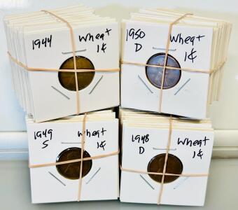 Wheat Pennies Collection, Various Years & Mint Marks, 1940s-1950s