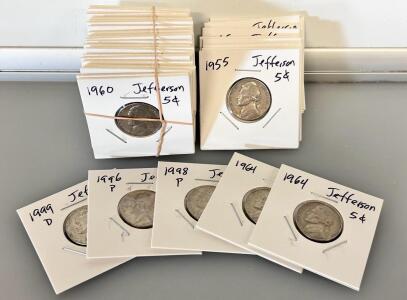 (50) Jefferson Nickels Collection Various Years, P & D Mint Marks, U.S. Mint Coins