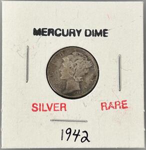 1942 Mercury Dime, Silver Composition, Winged Liberty Design