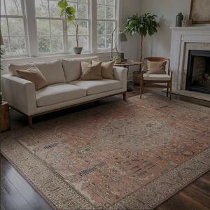 *New* GENIMO Washable Area Rug 8'x10', Terracotta Brown