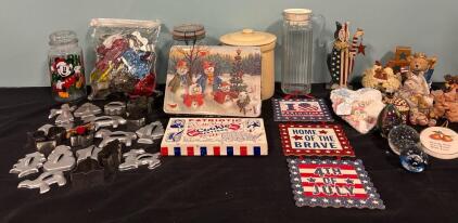 Antique Cookie Cutters Various Jars And Containers And Tabke Too Home Decor