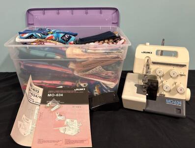 Sewing Lot Various Fabrics Including Floral Stripes Plaid And More (1) Juki MO634 Sewing Machine with Owners Manual