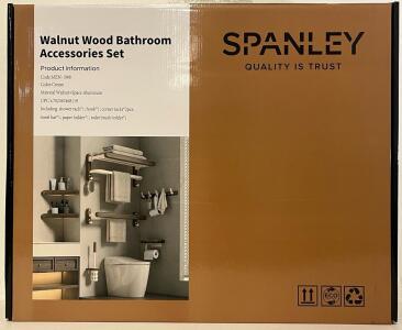 Spanley 7-Piece Cream Walnut Bathroom Hardware / Accessories Set