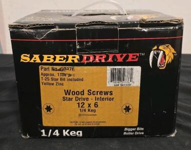 Saber Drive Wood Screws, Starts Drive- Interior, 12x6, 1/4 Keg- Brand New Box