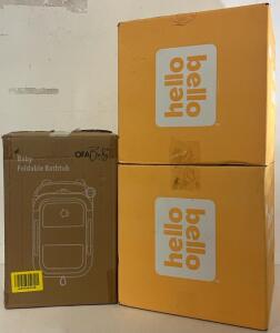 (2) Boxes Hello Premium Diapers Size 1 (8-12Lb) & Foldable Baby Bathtub