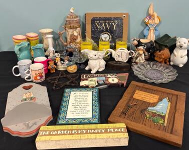 Vintage Collectables Including Navy And Army Decor Farm Animals Floral And More