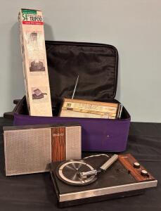 Vintage Ambico Tripod Vintage Transistors Radio And Vintage Phillips Record Player