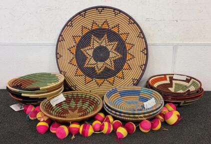 Rwandan Handmade Basket Set, Traditional Patterns, Certificate #61557