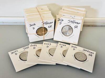 (50) Jefferson Nickels Collection Various Years, P & D Mint Marks, Multiple Coins