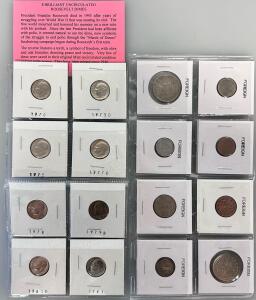 Roosevelt Dime Collection 1970-1981, Uncirculated, Includes Foreign Coins