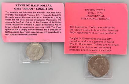 United States Eisenhower Dollar & Kennedy Half Dollar, Bicentennial, Proof