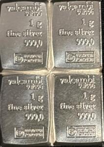 (4) Valcambi Suisse 1G 999.0 Fine Silver Bars