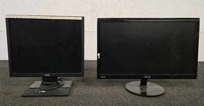 (2) Computer Monitors 17" Acer & 21" ASUS