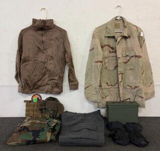 Military Clothing and Accessories Lot, Tullahoma Undershirt, Desert Camo Jacket