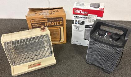(1) Lakewood 105/A Portable Electric Heater, 1500W, Fan-Forced. (1) HyperTough, 1500W Portable Electric Heater (BOTH items power tested and BOTH work)