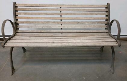 Cast Iron And Wood Garden Bench Length=50" Width=24" Height=29"