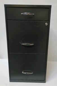 Black Metal 3 Drawer Filing Cabinet L=17" W=14" H=27 1/2"