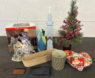 (1) Giuseppe Armani Porcelain Figurine "Flight into Egypt" Multicolor. (1) Coin Purse and (1) Women&rsquo;s Wallet. Various Standing Decor and more!