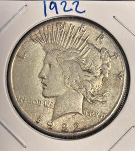 1922 Liberty Peace Silver Dollar Coin