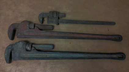 (2) Rigid 36" Pipe Wrenches, (1) 24" Pipe Wrench